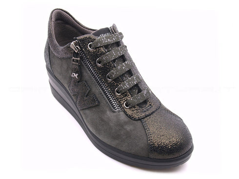 Melluso walk scarpe stringate con zip donna grigio